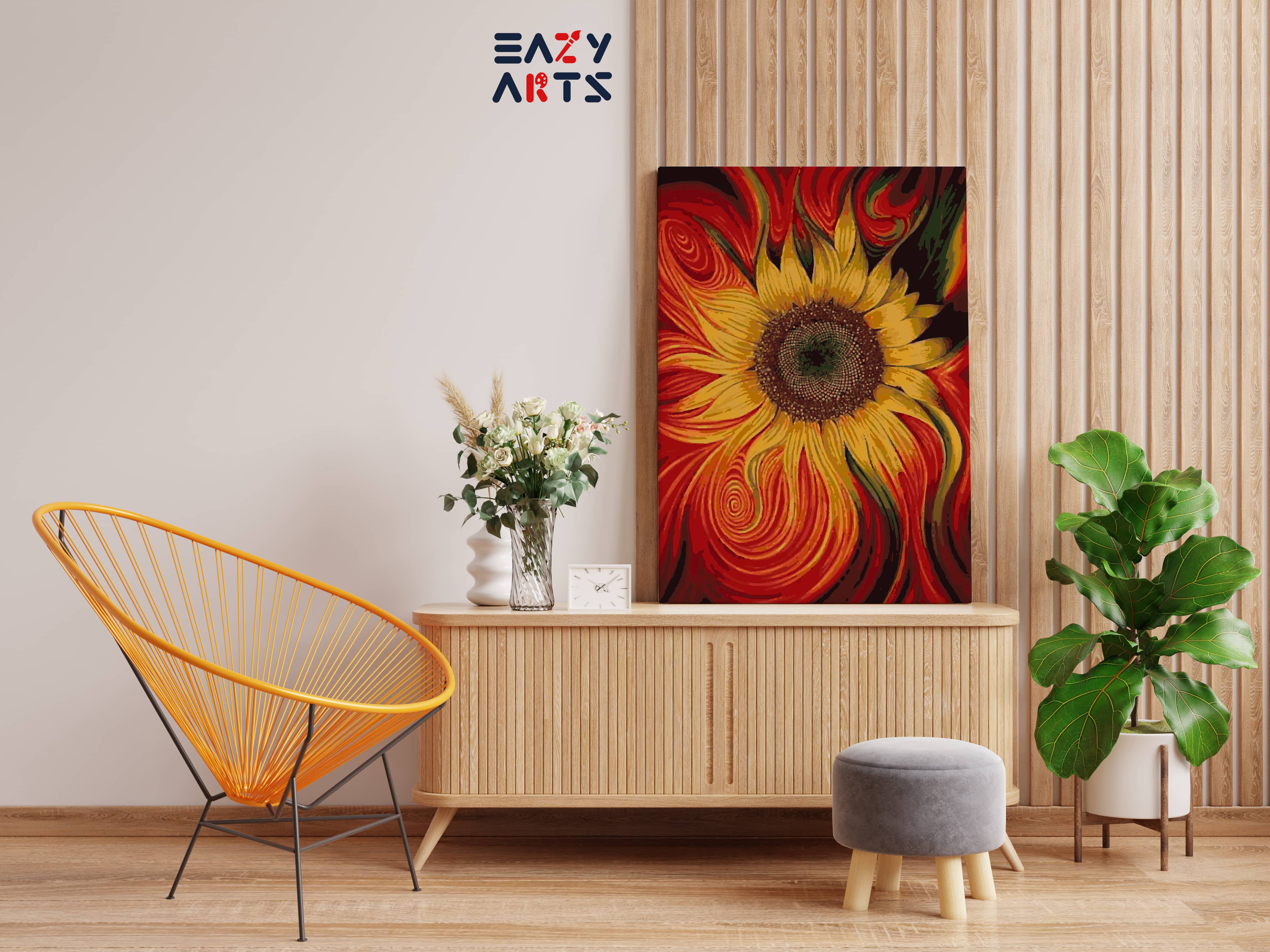 Red and Yellow Sunflower Paint By Numbers kit