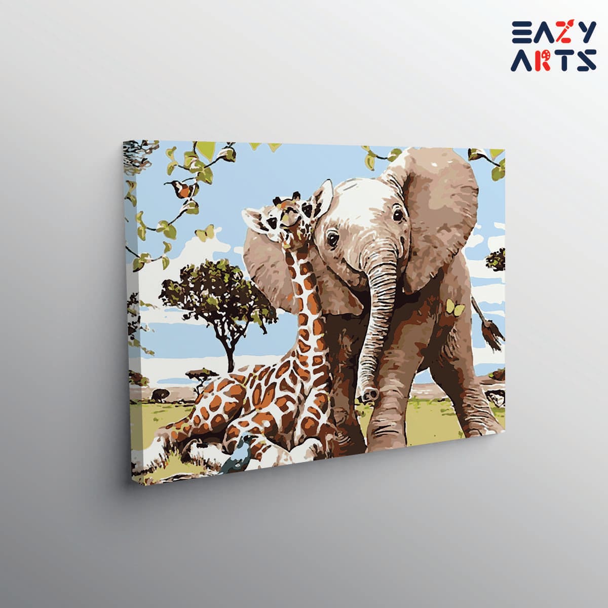 Elephant and Giraffe Paint By Numbers Kit