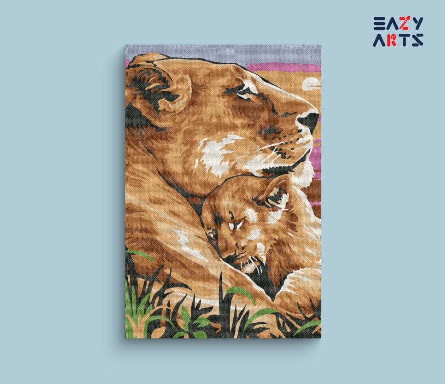 Lion Mom N Baby Paint By Numbers Kit For Kids