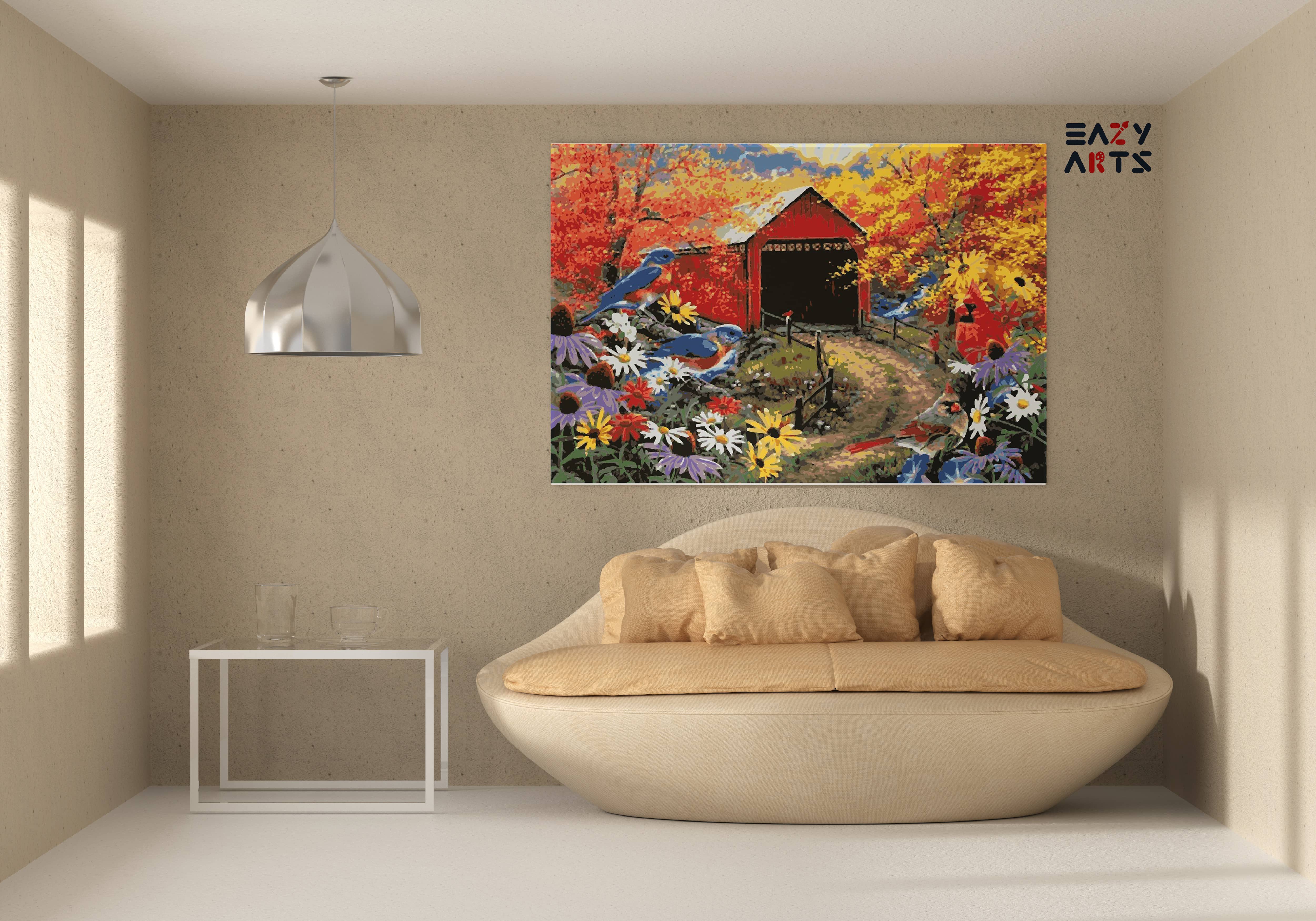 Birds and House Paint By Numbers kit