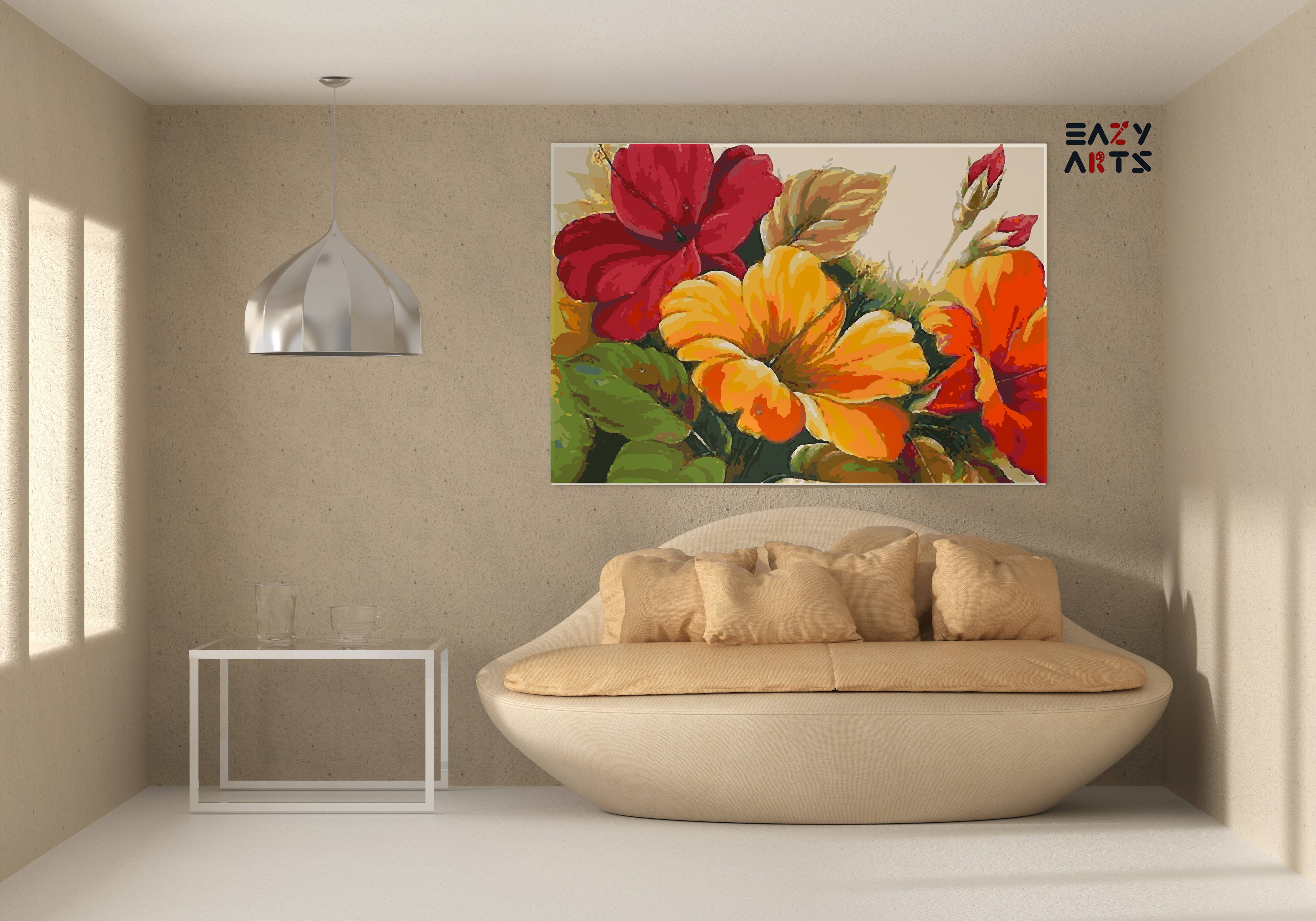 Red and Yellow Hibiscus Paint By Numbers kit