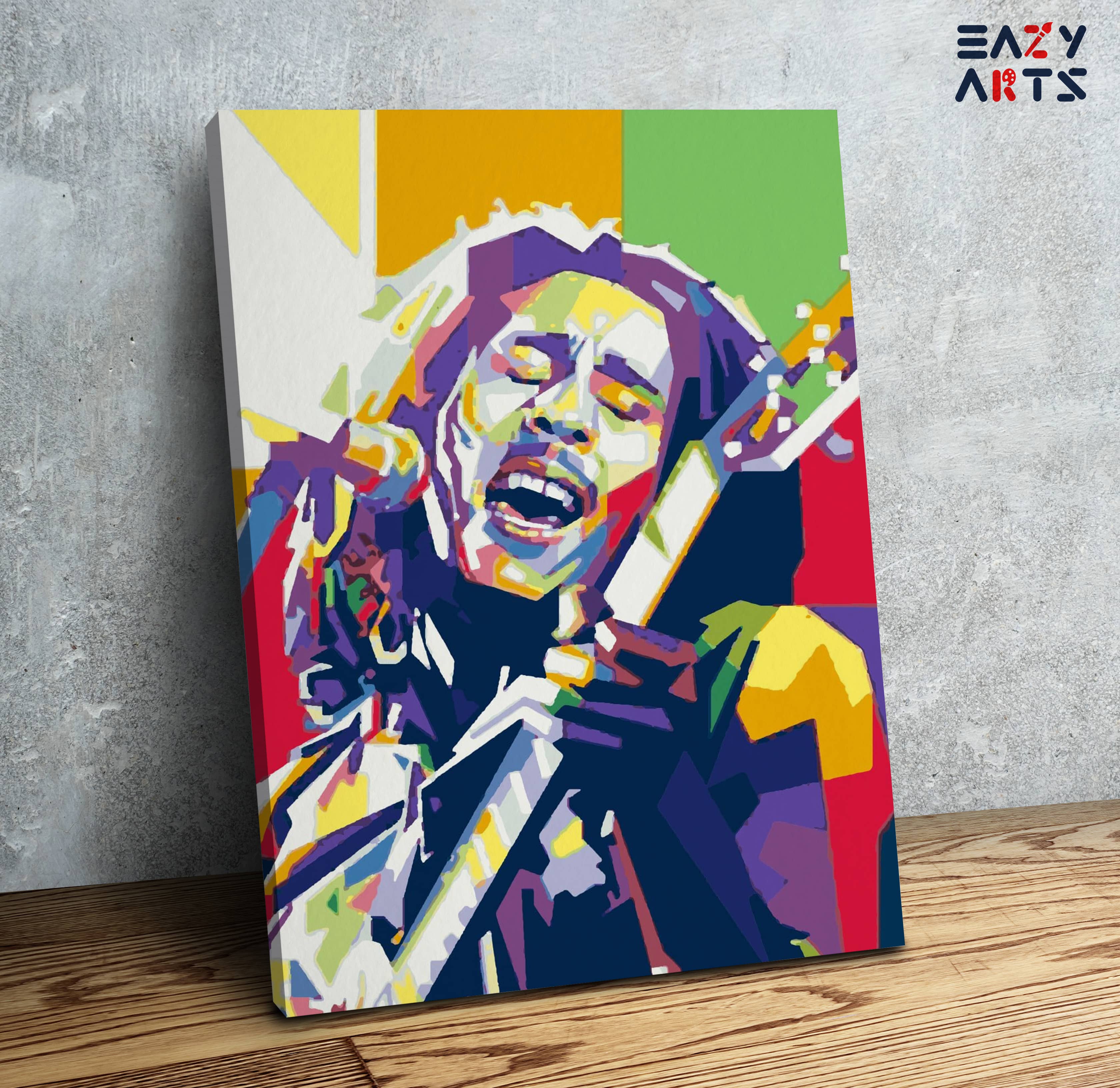 Bob Marley Singing with Guitar Abstract Paint By Numbers kit