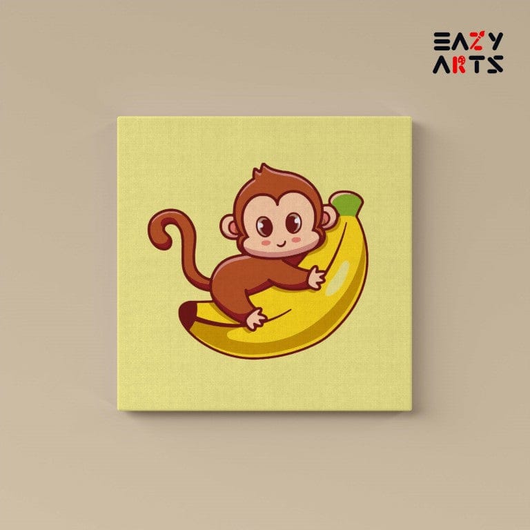 Monkey Higging Banana PBN Kit For Kids