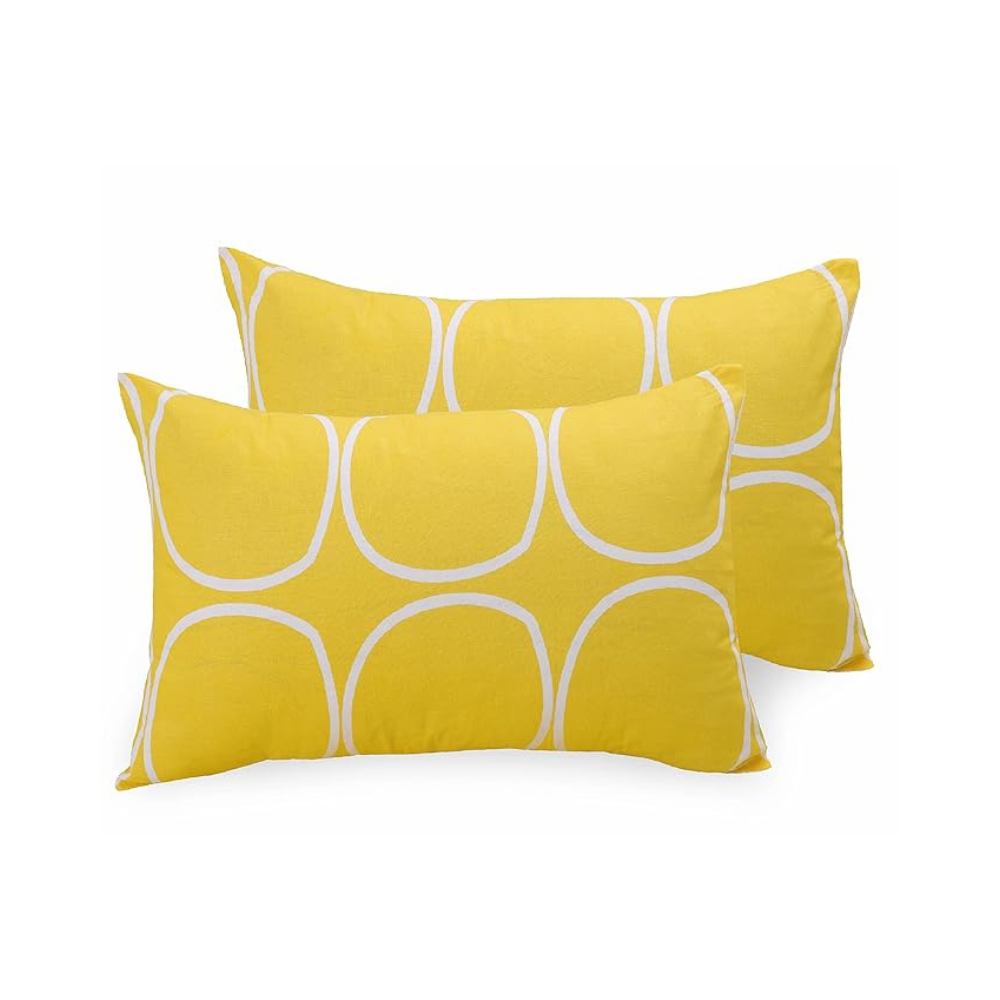 Huesland by Ahmedabad Cotton 144 TC Cotton Pillow Cover Set of 2 | Yellow