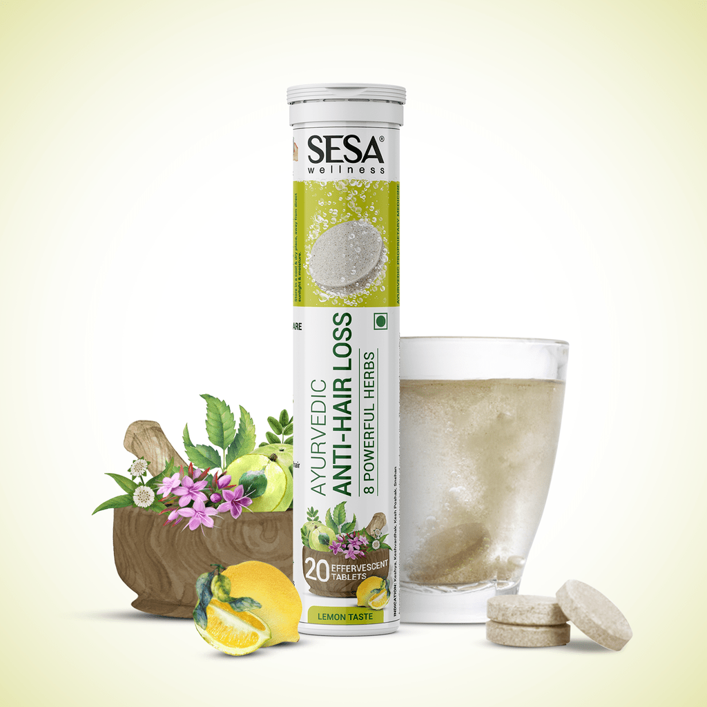 Sesa Ayurvedic Anti Hair Loss Effervescent Tablets  Lemon Taste - 15 tabs