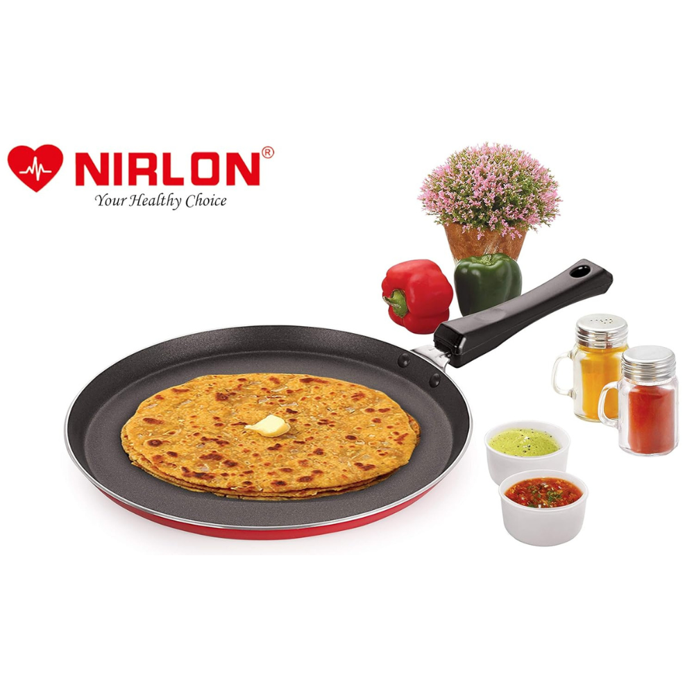 Nirlon Aluminum Non Stick Flat Dosa Tawa with Bakelite Handle 24cm