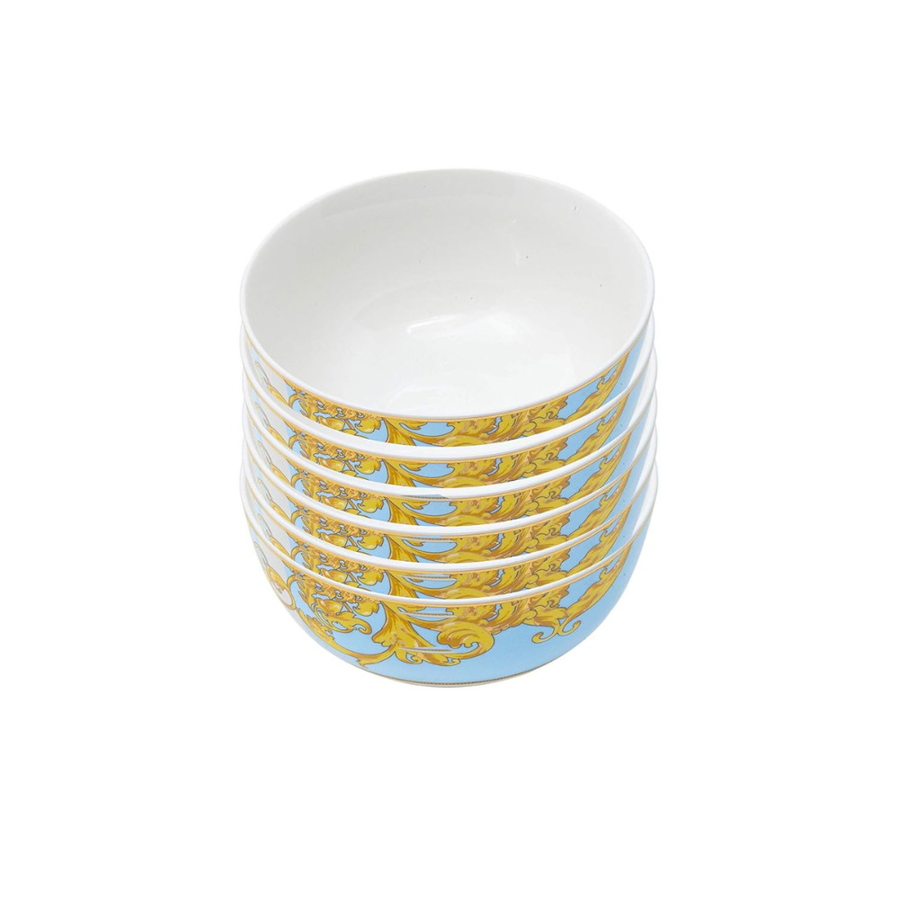 Bergner Bone China Fuse Blue 6 Piece Veg Bowl Set | 340 ml