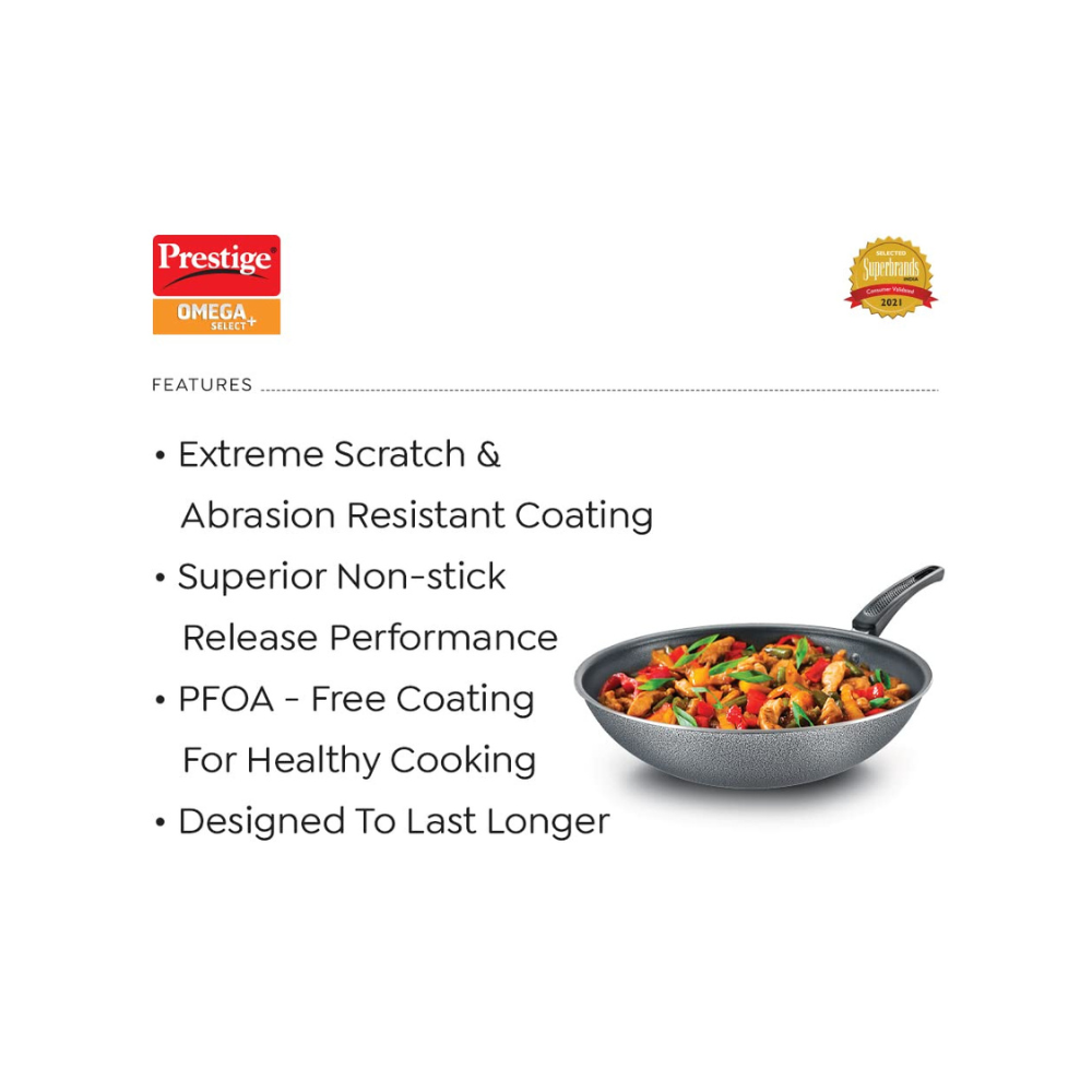 Prestige Omega Select Plus Wok 30 cm diameter (Aluminium, Non-stick)