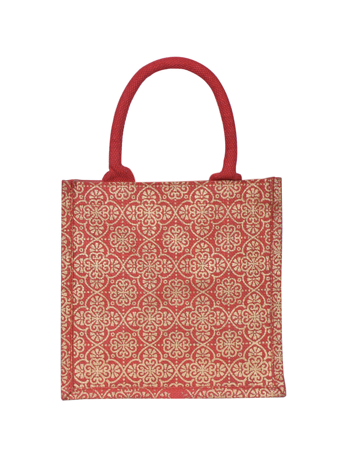 Jute Cottage Mughal Print Zipper Lunch Bag 100% Genuine Jute