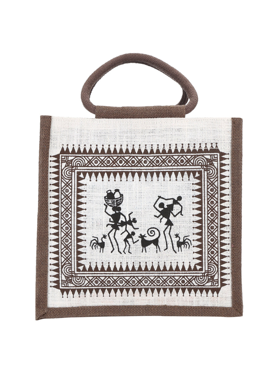 Jute Cottage Warli Print Lunch Zipper