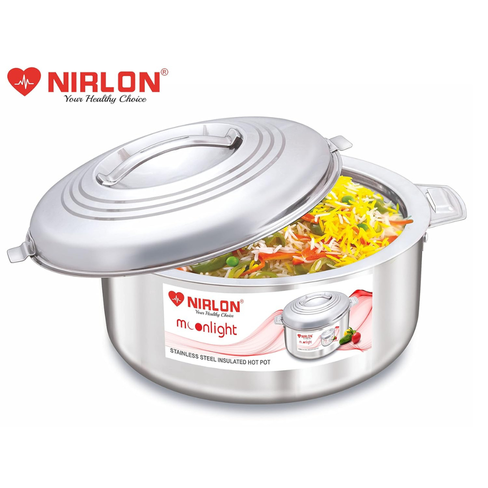 Nirlon Stainless Steel Double Wall Insulated Casserole With Steel Lid | 2 Liter