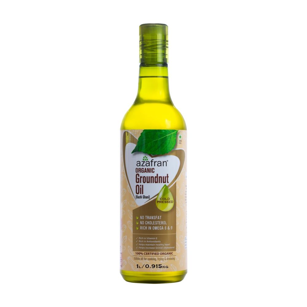 Azafran Organic Groundnut Oil (Cold Pressed) - 1l