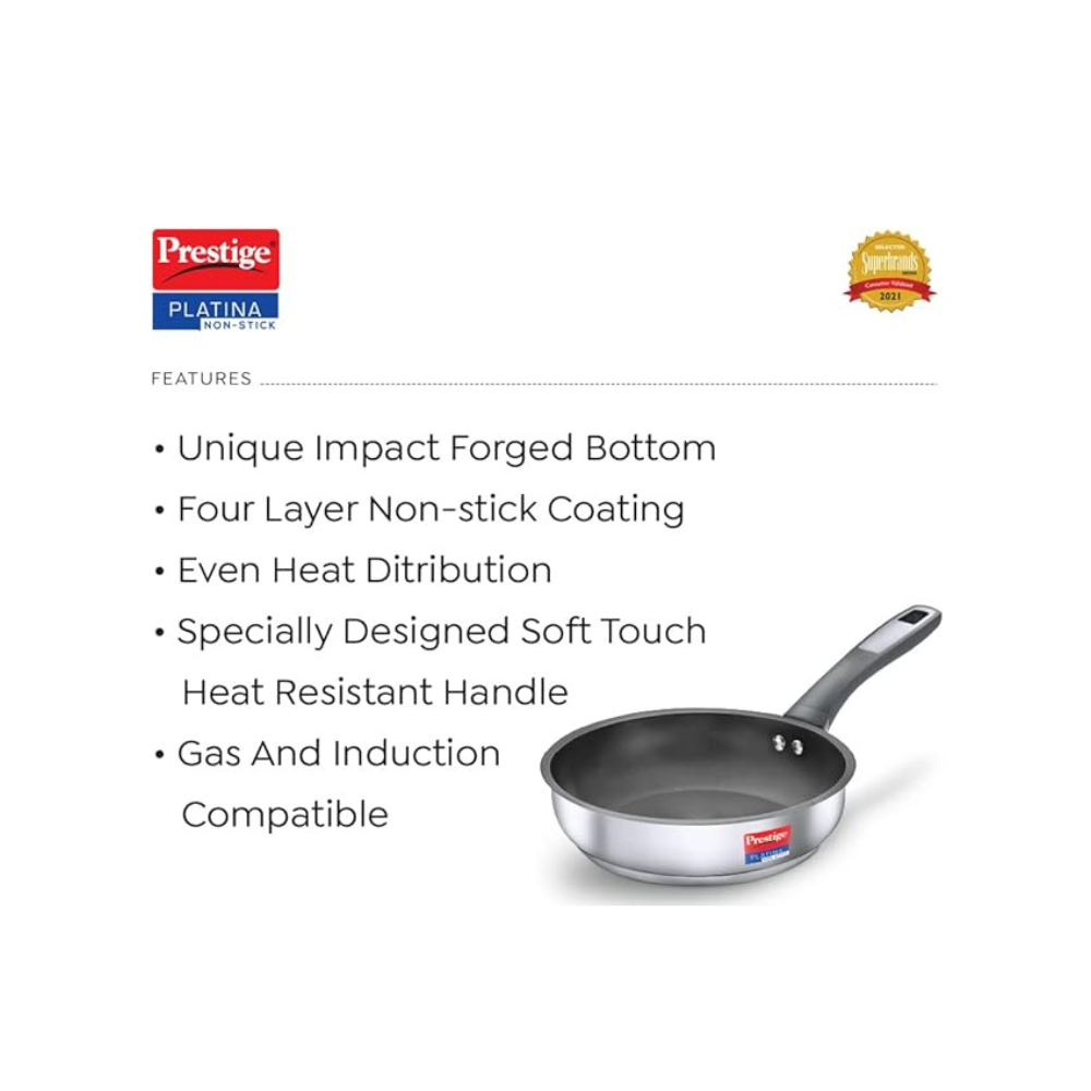 Prestige Platina Non-Stick SS Fry Pan without Lid 220mm