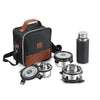 CELLO MF President Combo Stainless Steel Lunch Box with Bag, Black Leatherite