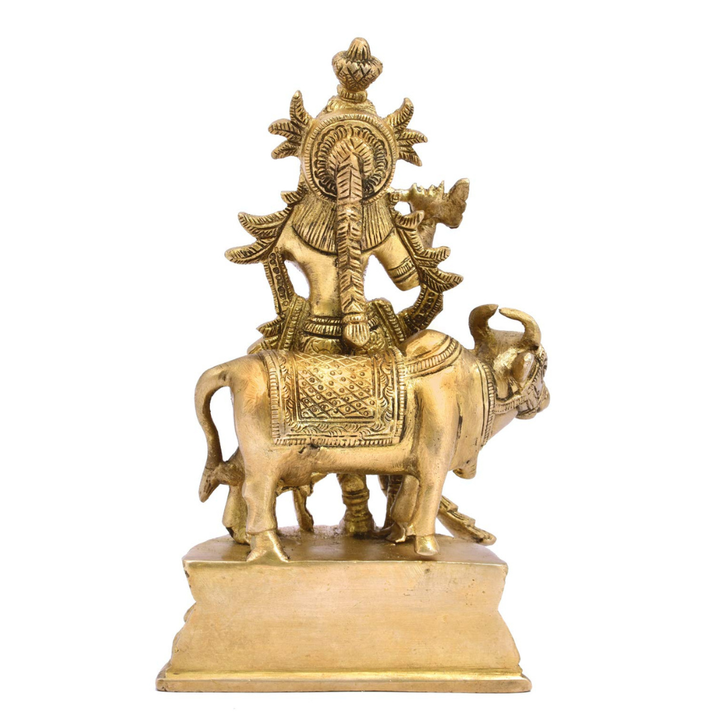 The Advitya Brass Krishna With Nandi Statue