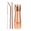 Artarium Hammered Copper Bottle with Copper Cap and Straw Set