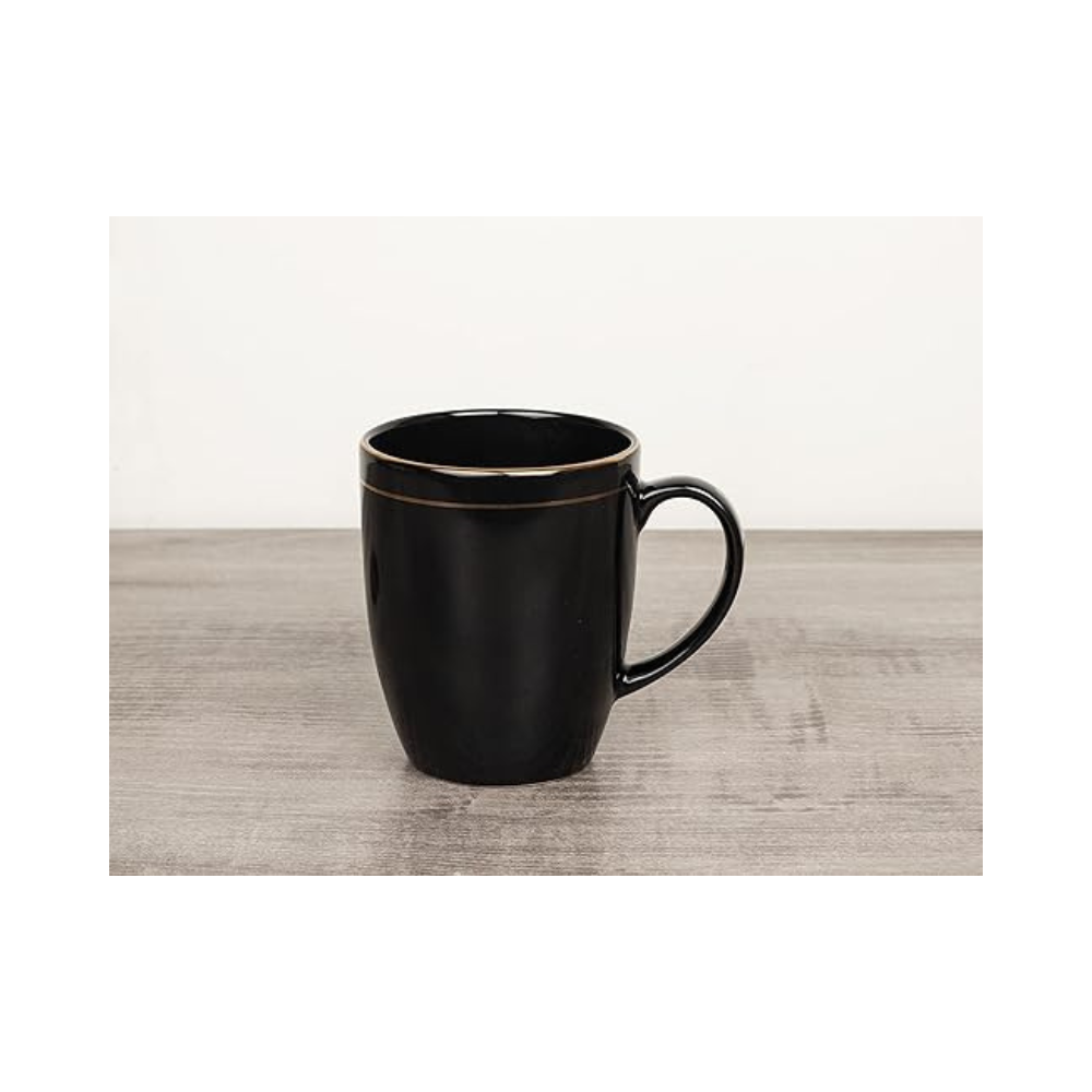 Femora Black Color Gold Line Ceramic Coffee Mug | 300 Ml
