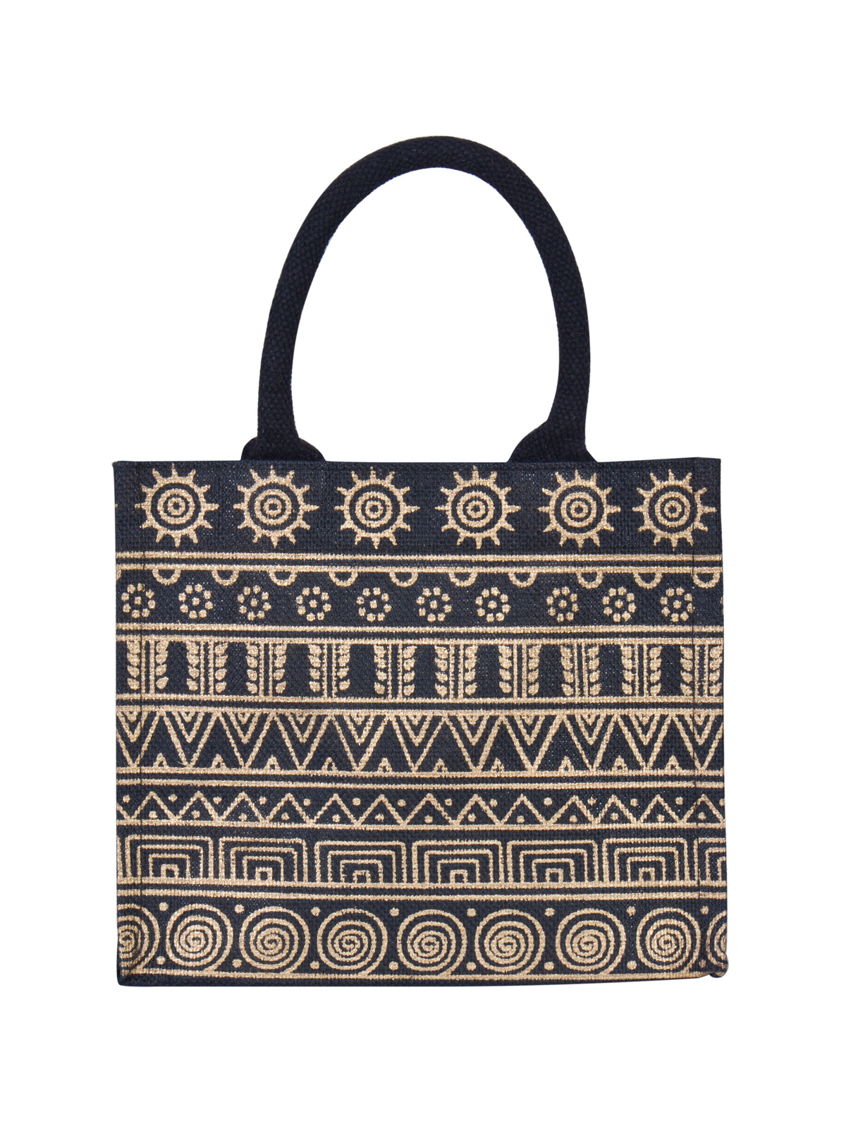Jute Cottage Aztec Print Zipper Lunch Bag 100% Genuine Jute