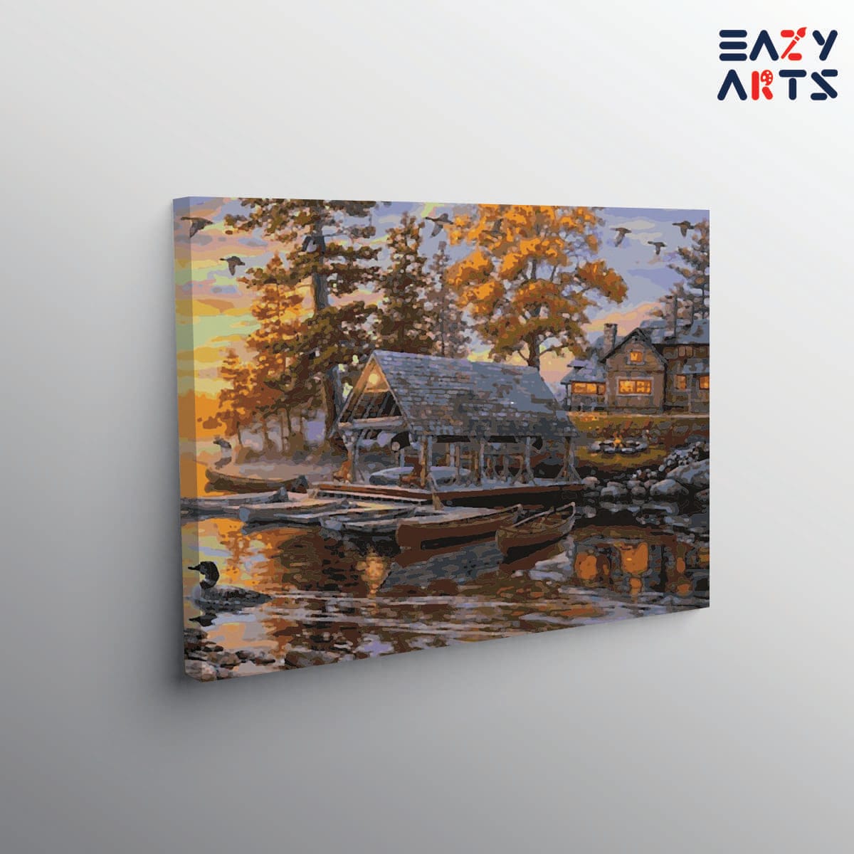Home River and Ducks Paint By Numbers kit