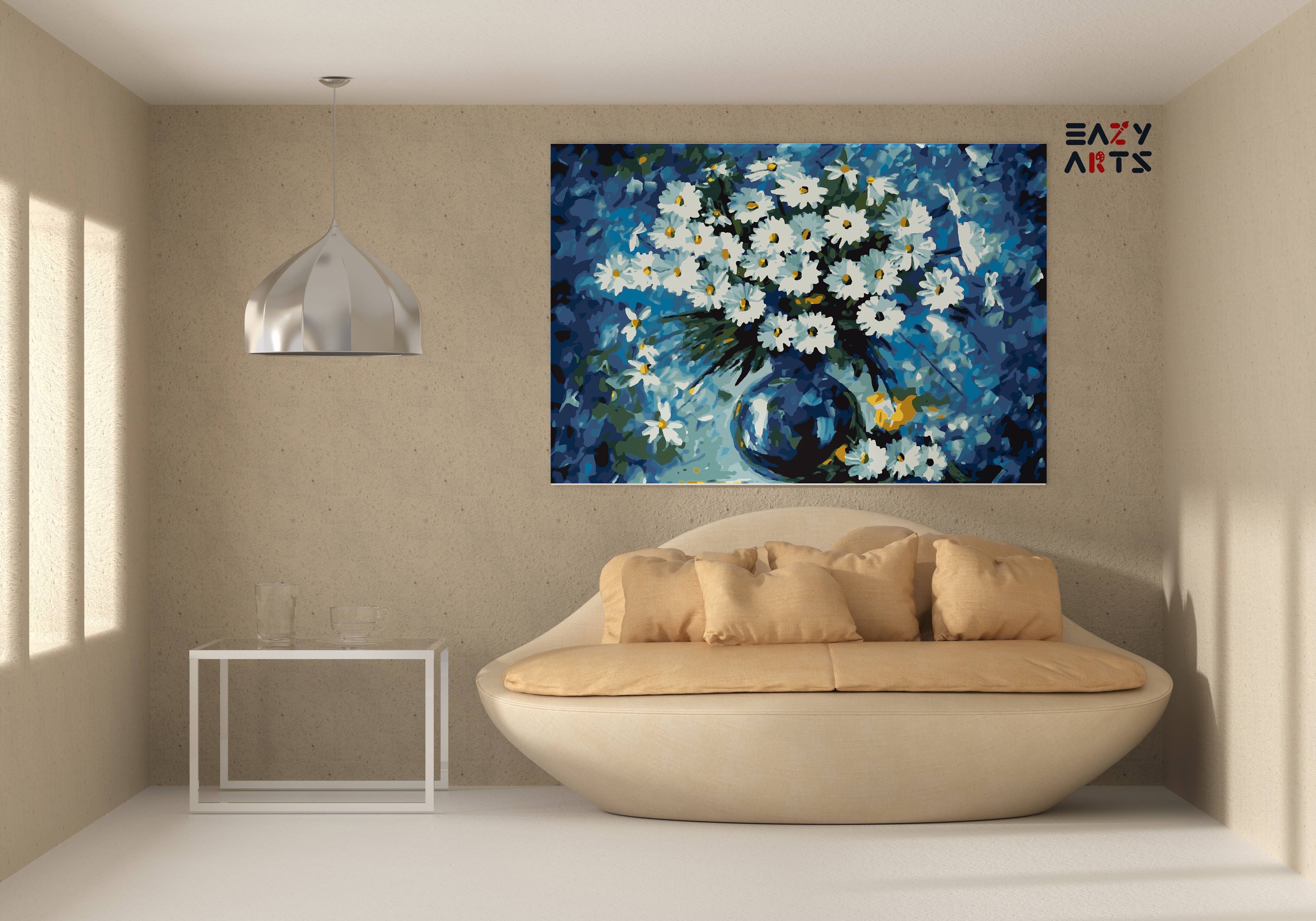 White Flowers Pot Paint By Numbers kit