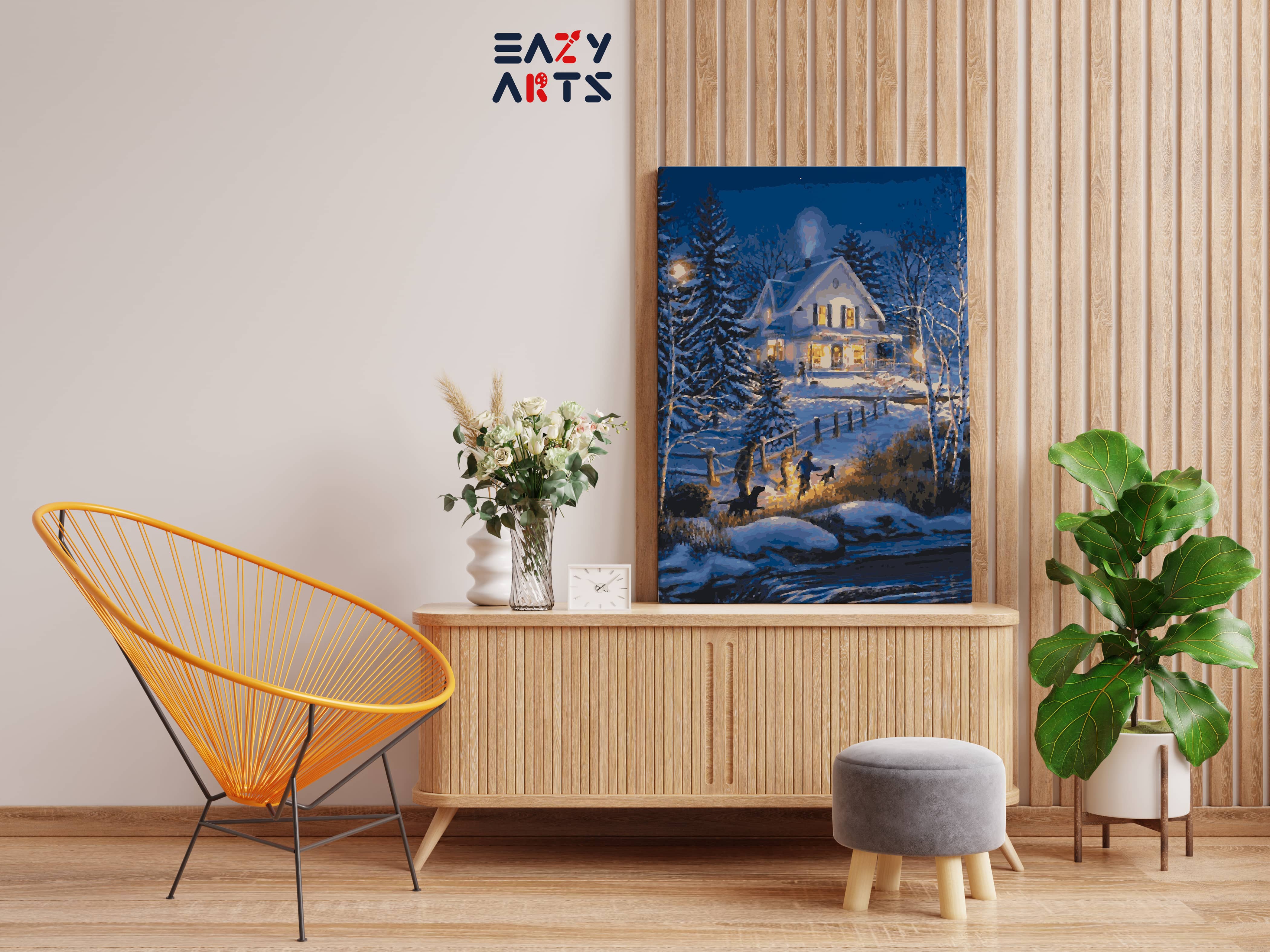 House in The Snow Paint By Numbers kit