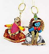 Handmade Artificial Marigold Fluffy Flowers Colorful Woolen Kite Bells Hangings 39 Inches Pack of 6