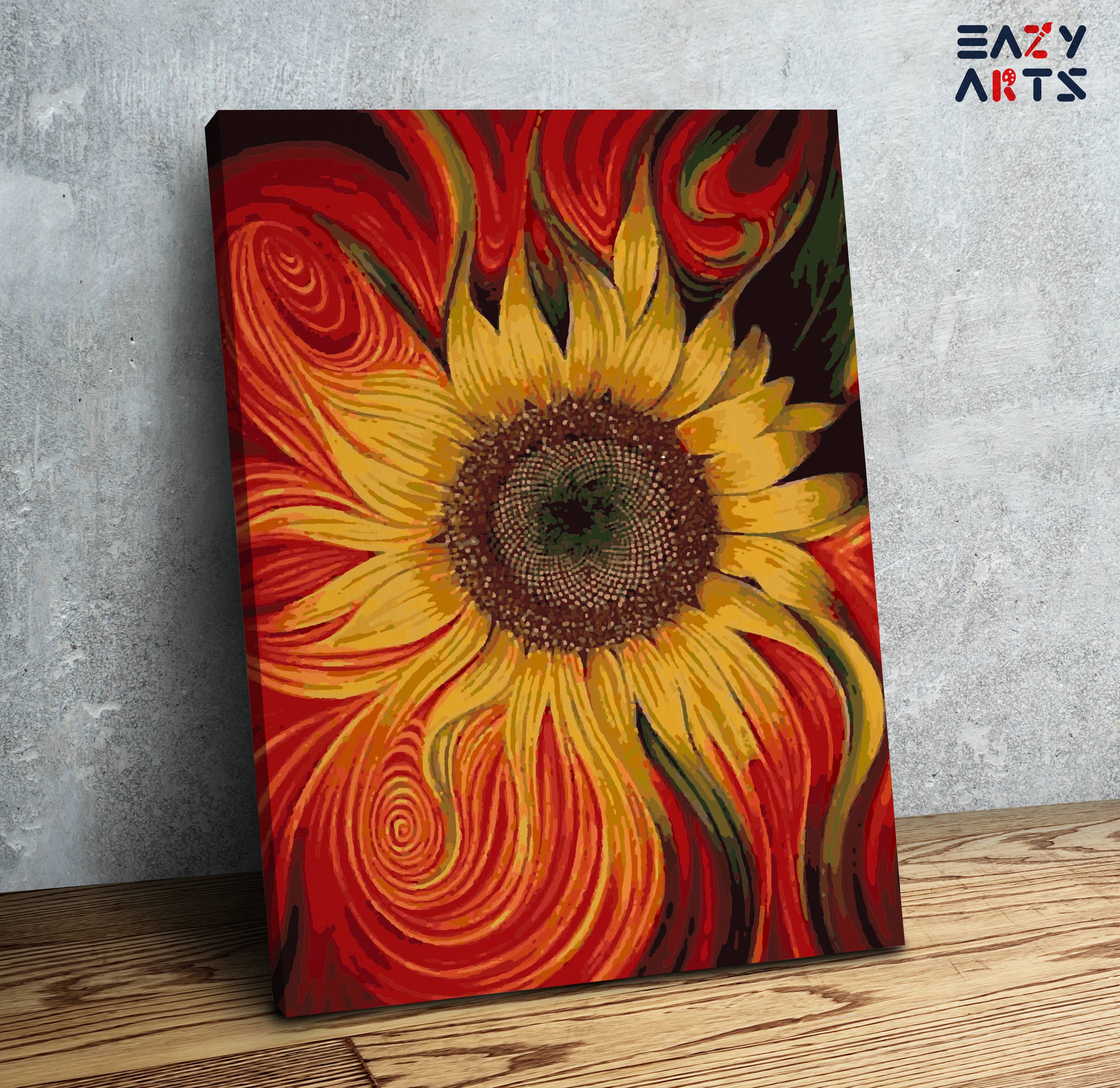 Red and Yellow Sunflower Paint By Numbers kit