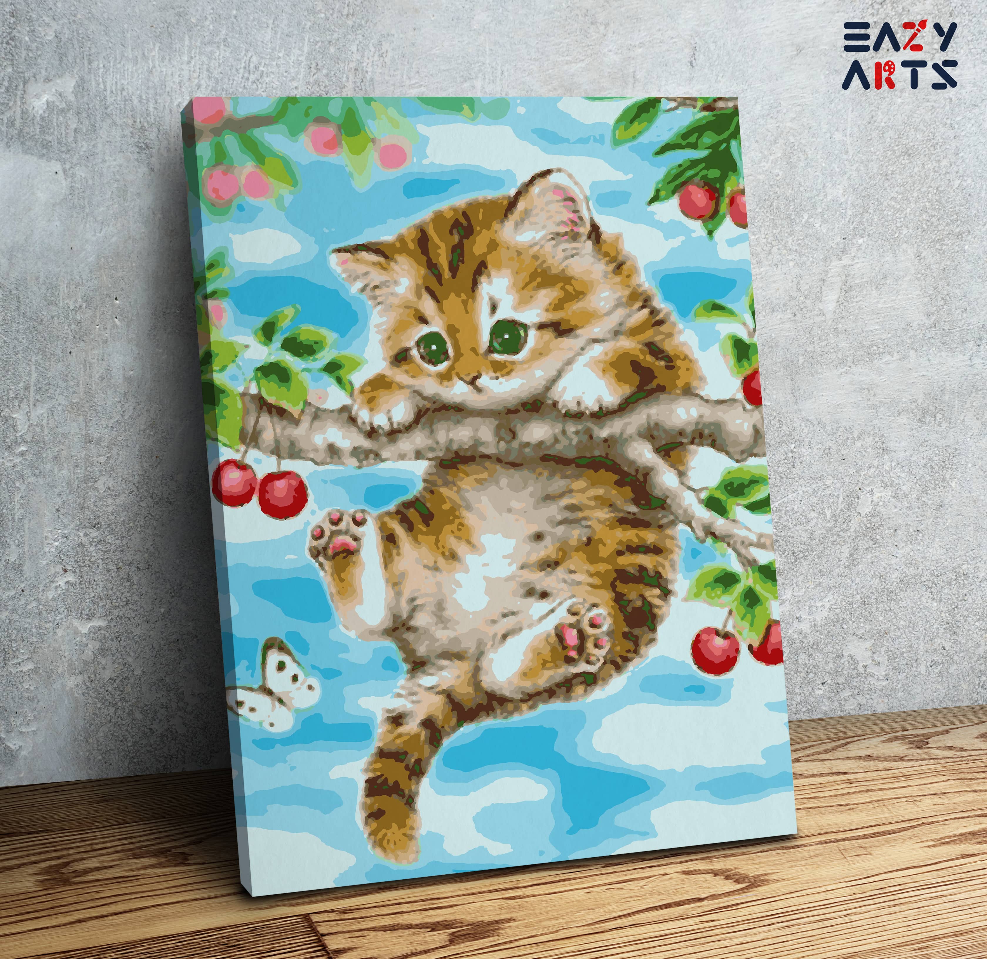 Kitten Hanging On a Tree Paint by Numbers Kit