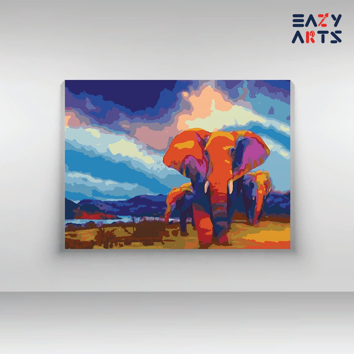 Elephants In Jungle Paint By Numbers kit