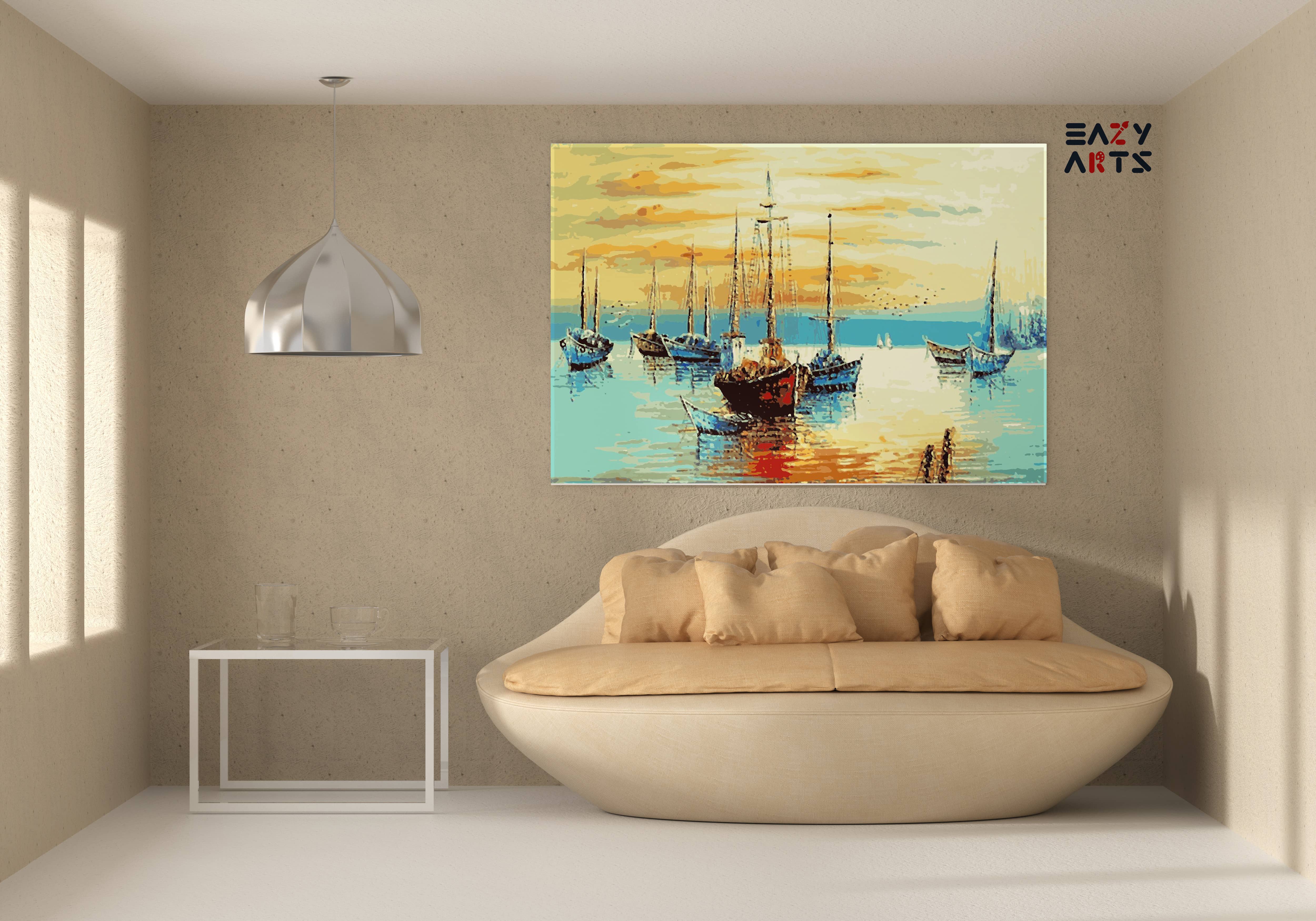 Boats in Sea Paint By Numbers kit