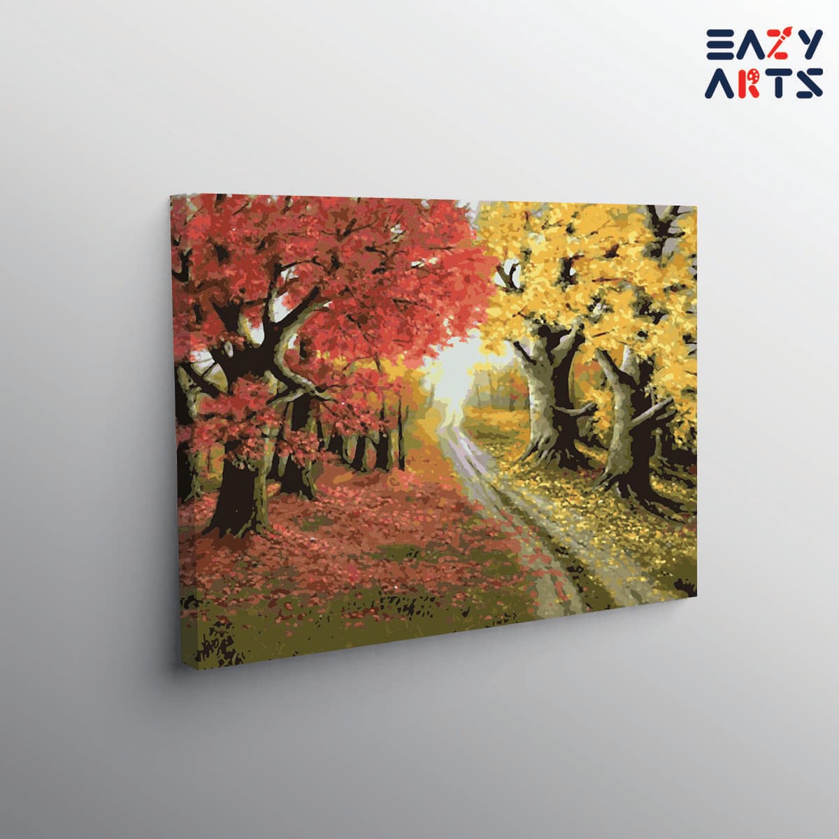 Road Covered in Yellow and Red Trees Paint By Numbers kit