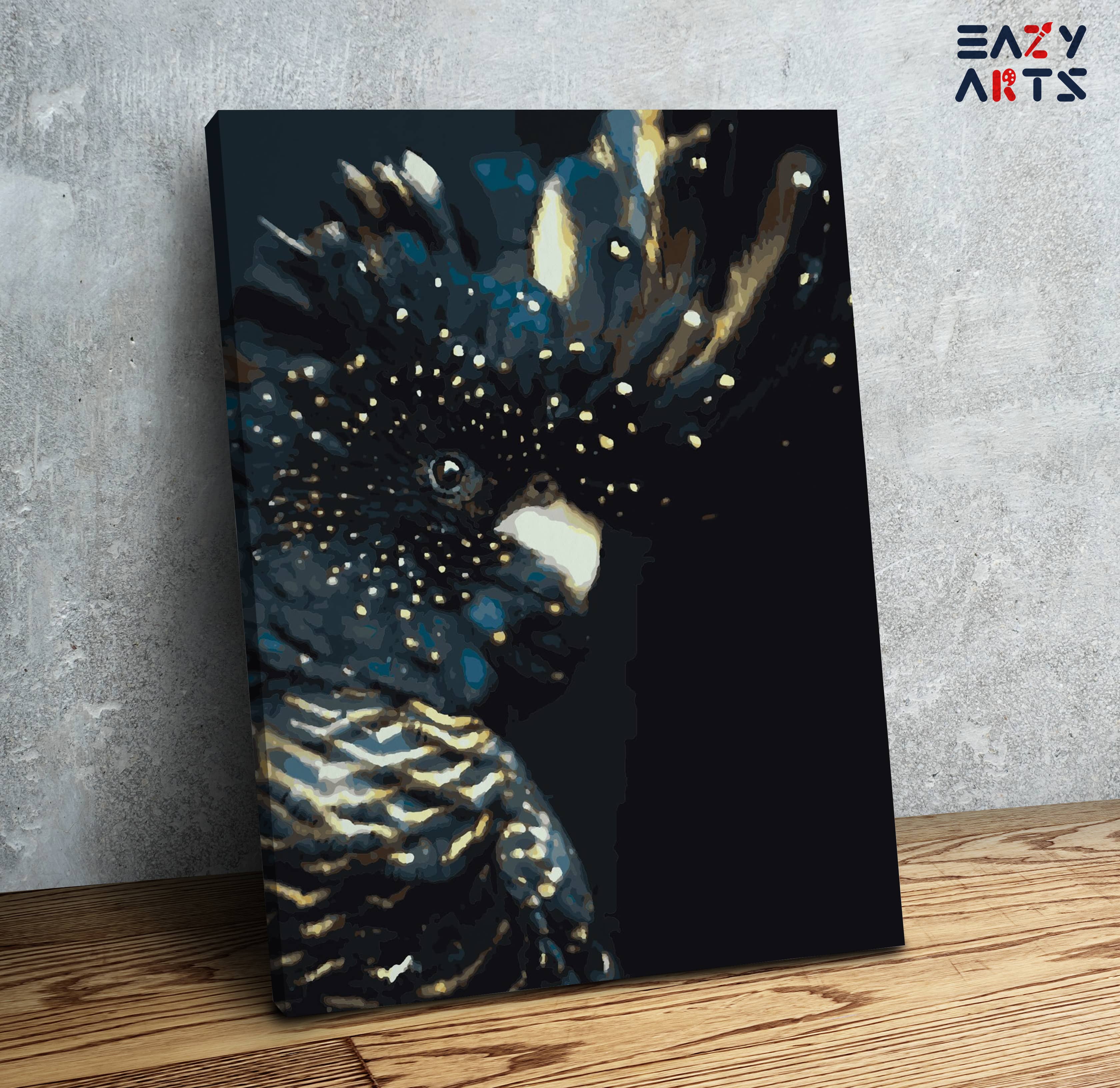 Parrot Golden Black Paint By Numbers Kit