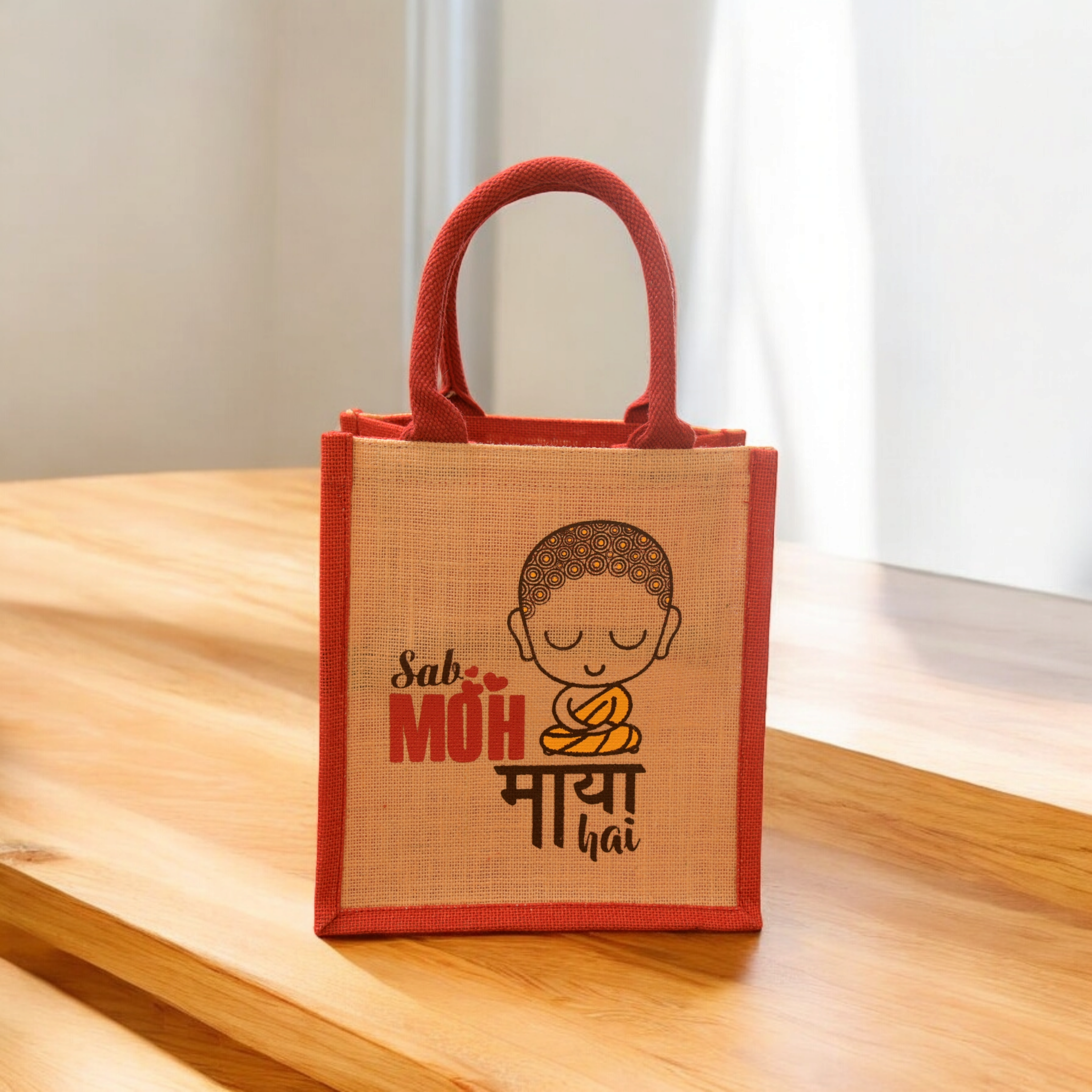 Jute Cottage Moh Maya Print Lunch Zipper 100% Genuine Jute