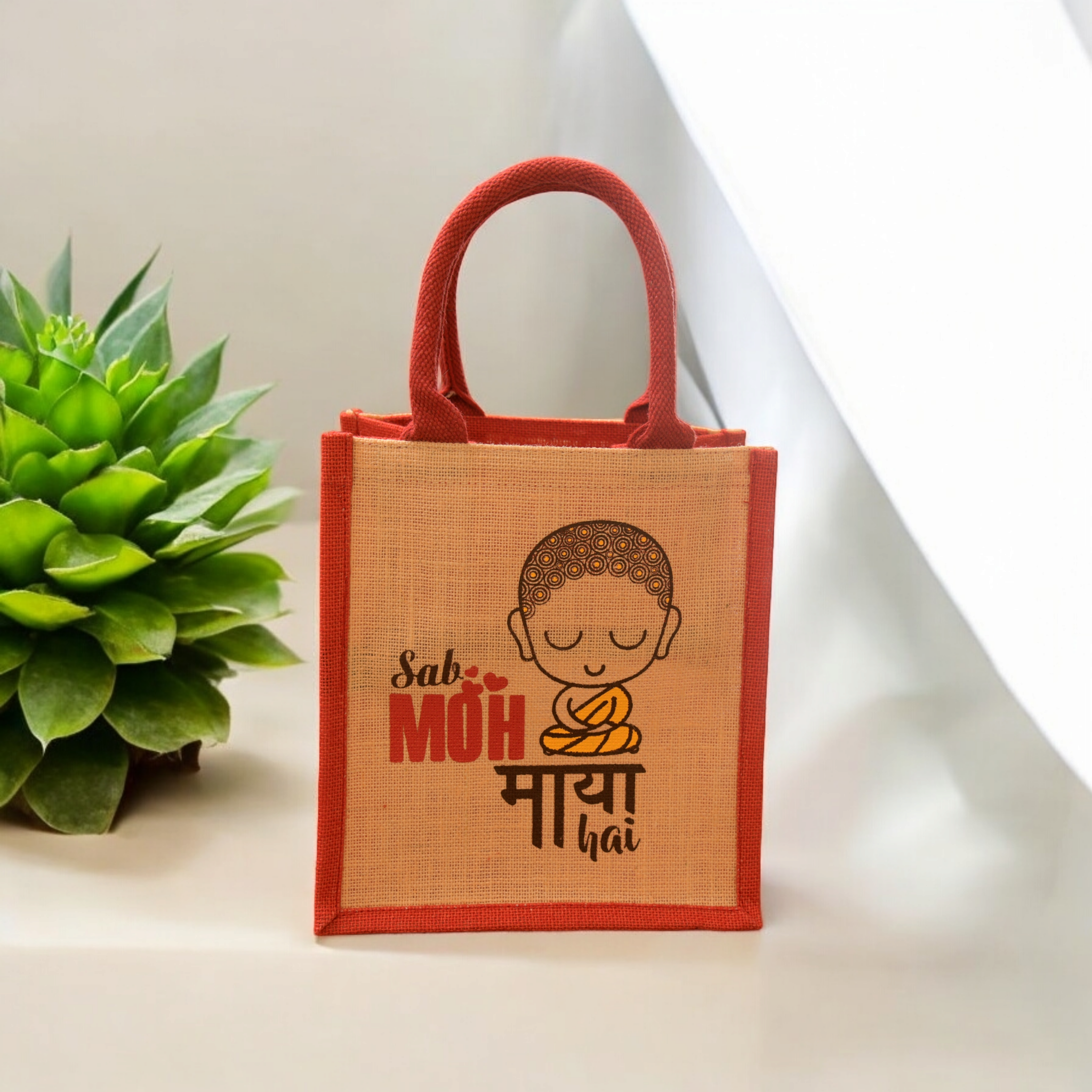 Jute Cottage Moh Maya Print Lunch Zipper 100% Genuine Jute