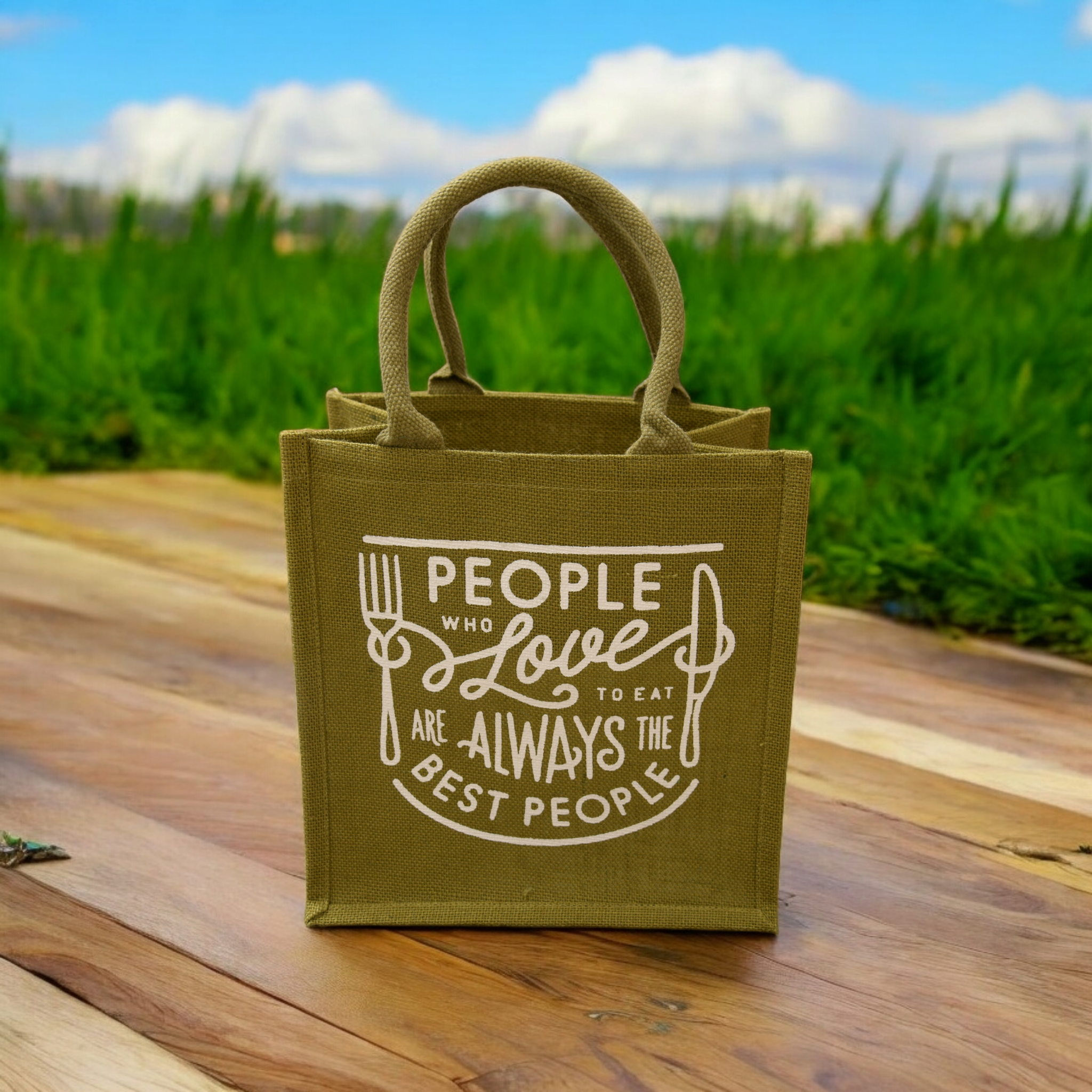 Jute Cottage Love To Eat Print Lunch Zipper 100% Genuine