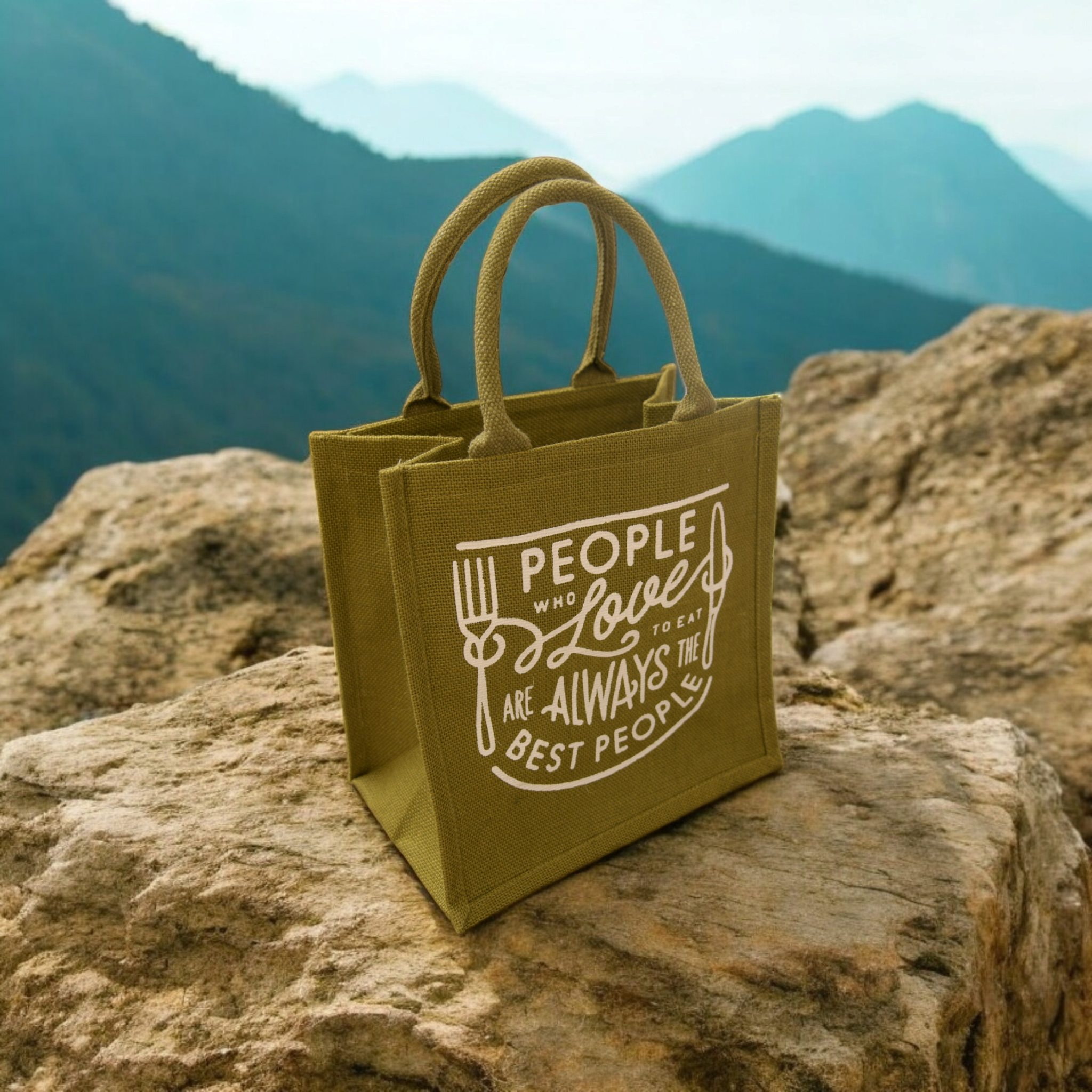 Jute Cottage Love To Eat Print Lunch Zipper 100% Genuine