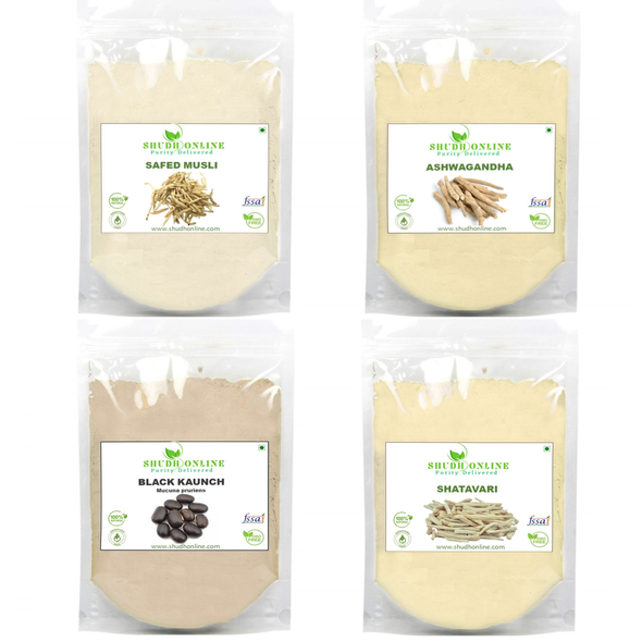 Shudh Online Safed Musli & Ashwagandha & Black Kaunch & Shatavari Powder Combo