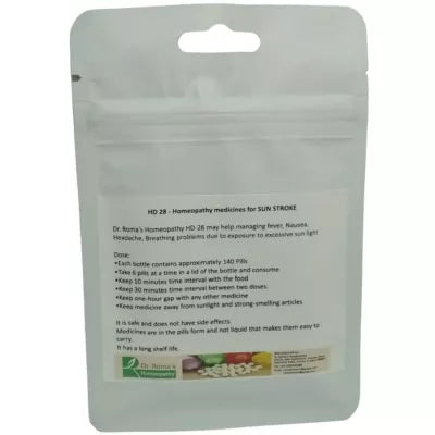 Dr. Romas Homeopathy HD-28 Sun Stroke 2 Bottles - 16 gms (Each)