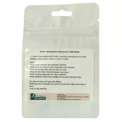 Dr. Romas Homeopathy HD-54 Toothache 2 Bottles - 16 gms (Each)
