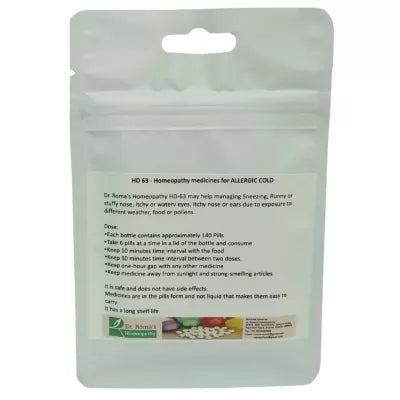 Dr. Romas Homeopathy HD-63 Allergic Cold 2 Bottles - 16 gms (Each)