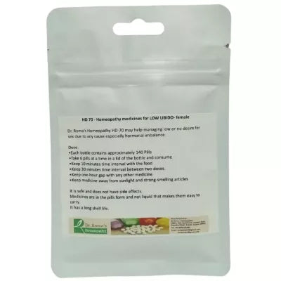 Dr. Romas Homeopathy HD-70 Low Libido- Female 2 Bottles - 16 gms (Each)