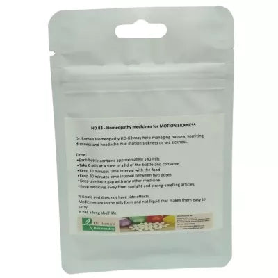 Dr. Romas Homeopathy HD-83 Motion Sickness 2 Bottles - 16 gms (Easy)