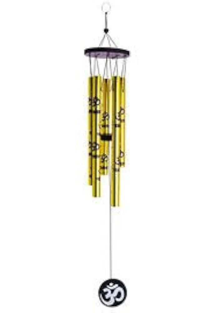 Tej Gifts Feng Shui Metal Wind Chime with Om Printed 5 Pipes Silver Medium