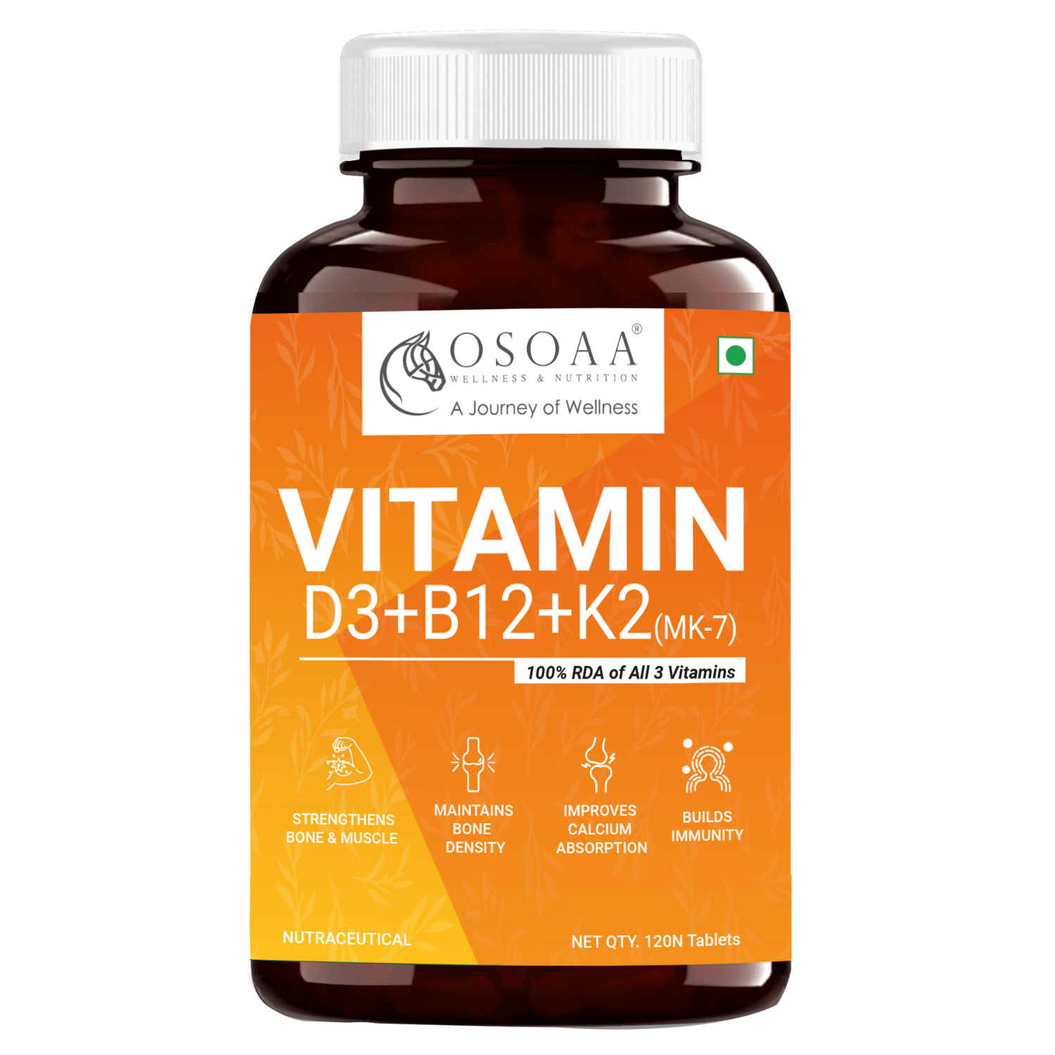 Osoaa Veg Vitamin D3 K2 & B12 - 120 tabs