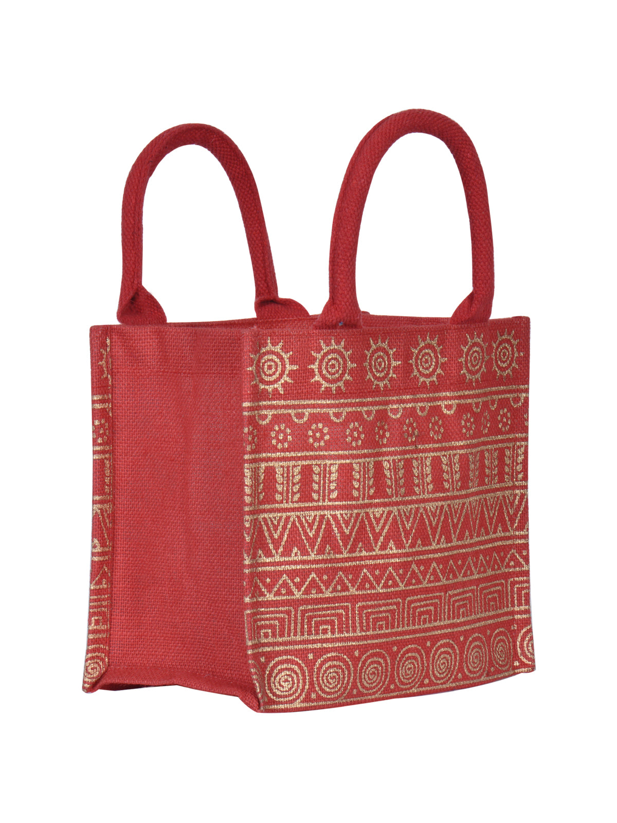 Jute Cottage Aztec Print Zipper Lunch Bag 100% Genuine Jute