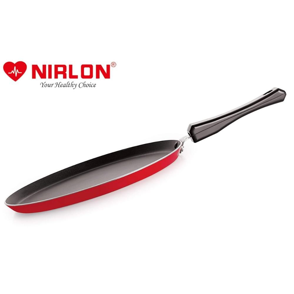 Nirlon Aluminum Non Stick Flat Dosa Tawa with Bakelite Handle 24cm