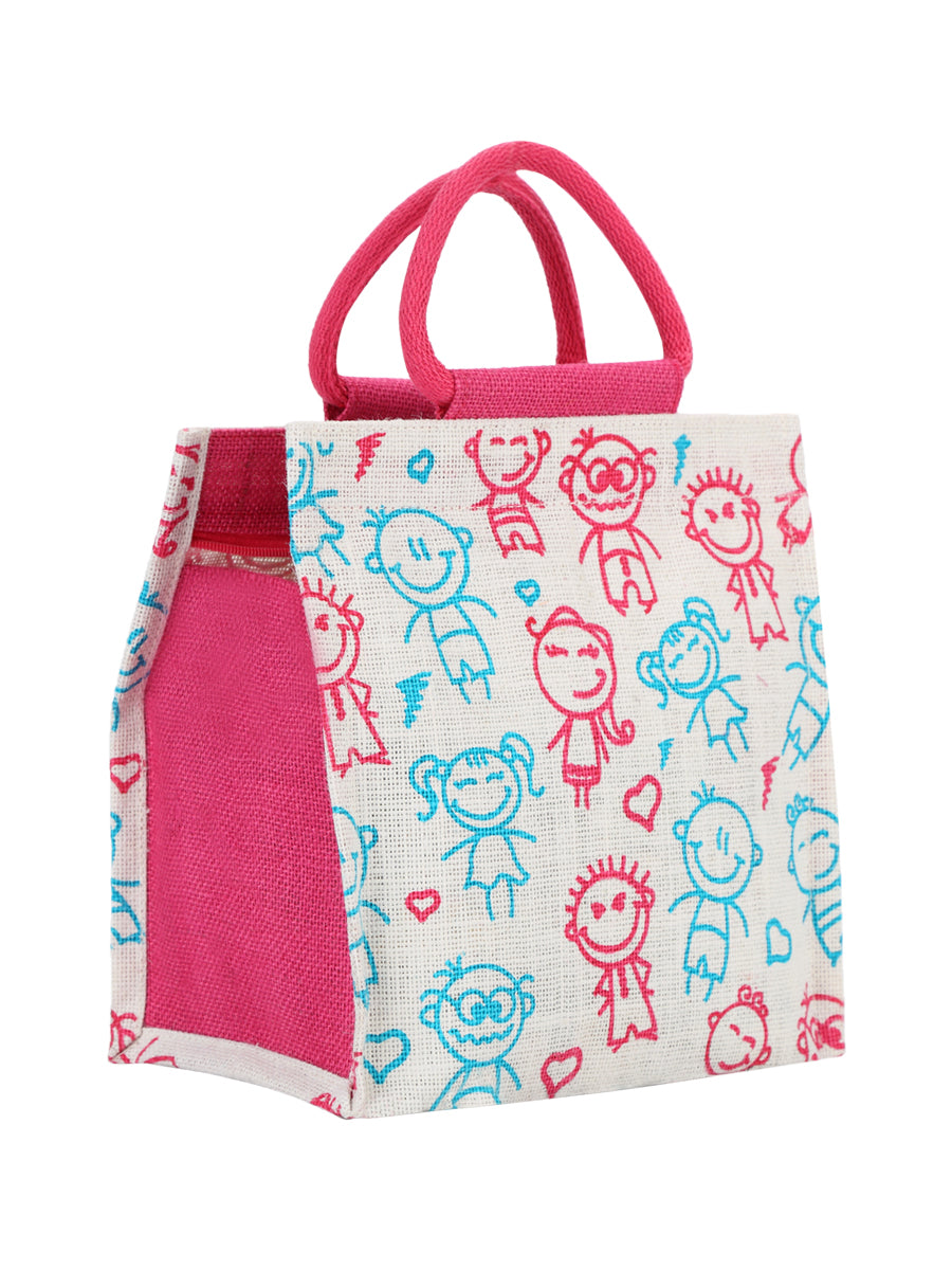 Jute Cottage Children Print Lunch Zipper 100% Genuine Jute