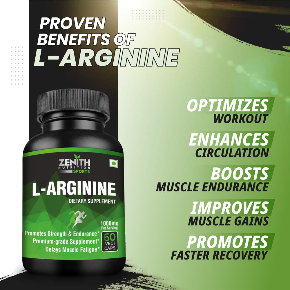Zenith Sports L-Arginine - 1000mg per serving of 2 caps - 60 capsules