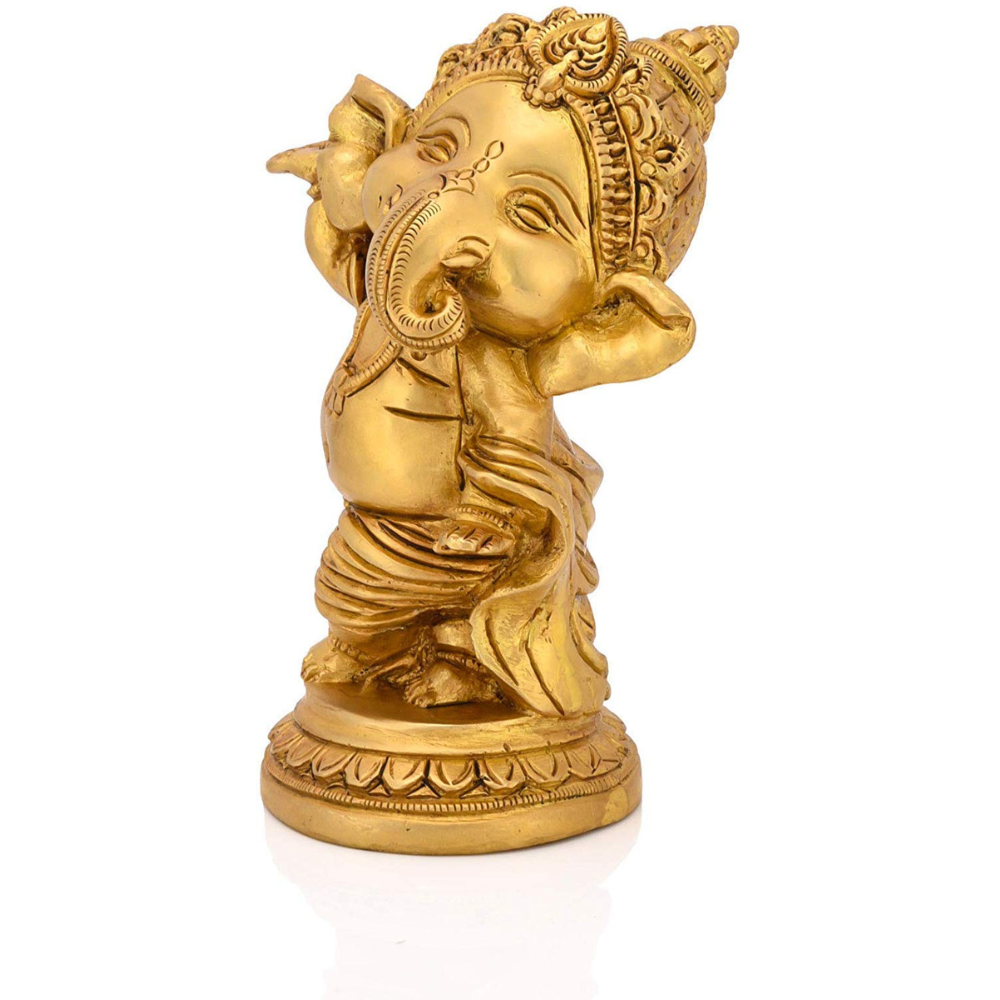 The Advitya Lord Ganesha Idol | Brass Idol | Hindu God Ganesh Ganpati Vinayak Chaturbhuj Statue Murti for Pooja
