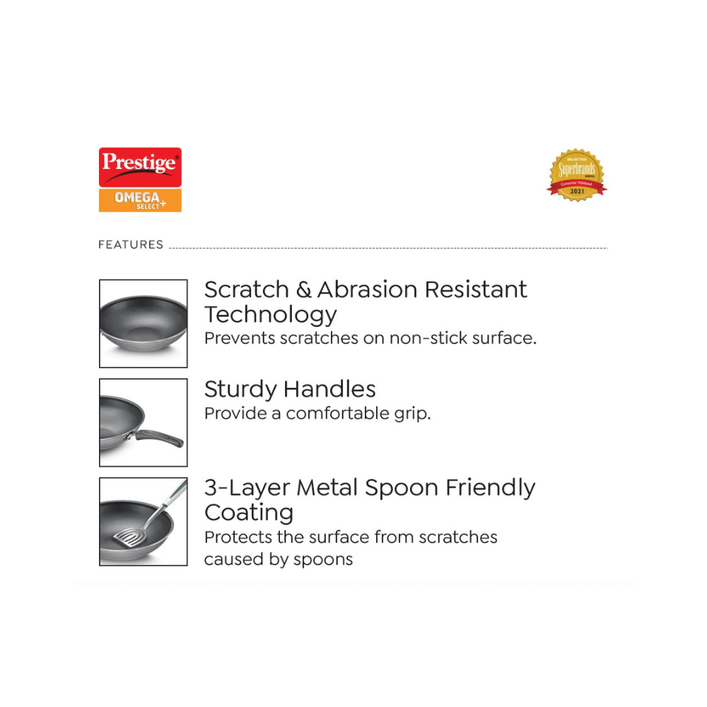 Prestige Omega Select Plus Wok 30 cm diameter (Aluminium, Non-stick)